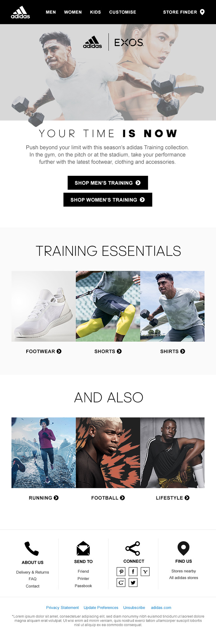 adidas exos nurturing email