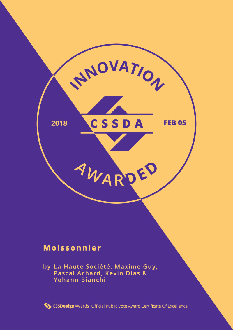 Moissonnier CSS Design Awards Innnovation