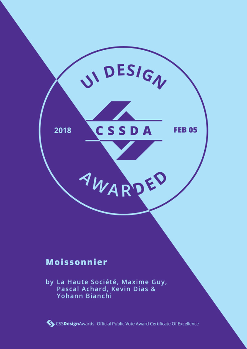 Moissonnier CSS Design Awards UI