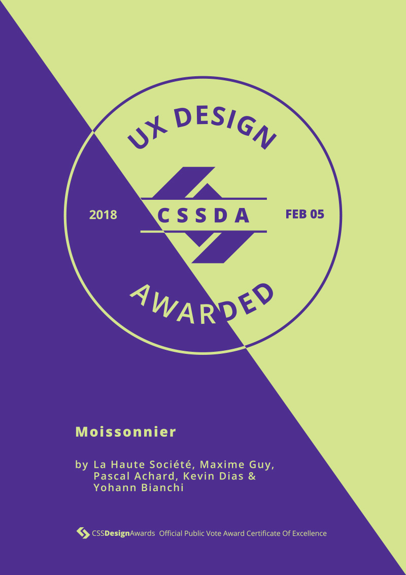 Moissonnier CSS Design Awards UX